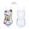 Siamese Beauty Print Sexy Leaky Back Racing Sports Tight-fitting Waist To Show Slimming Large Size Swimming Pool Hot Suit