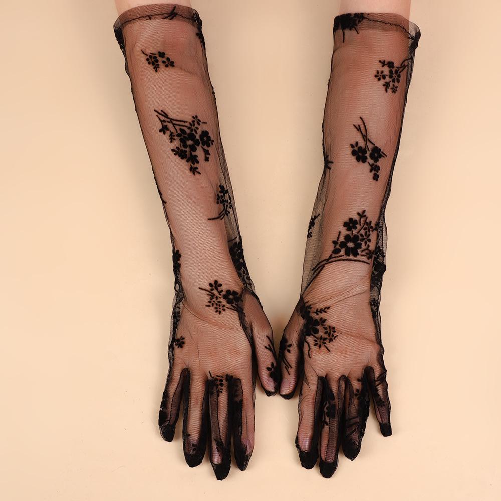 2026 Mid-Length Black Lace Vintage Wedding Dress Gloves for Photography