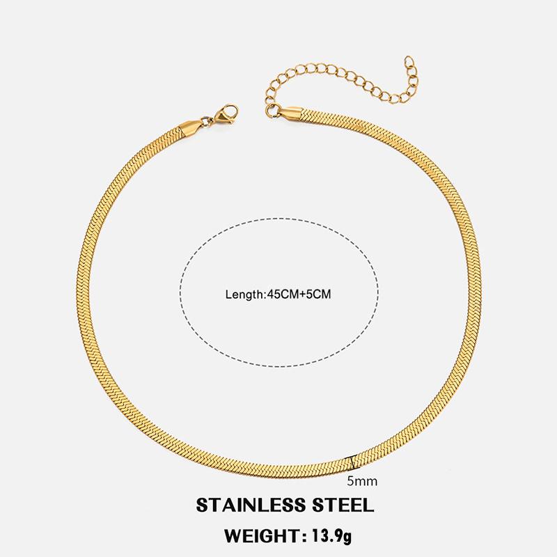 Classic Unisex Flat Snake Chain Choker Necklace For Women Stainless Steel Herringbone Gold Silver Color Fashion Jewelry Gift