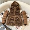 Splicing hooded cotton clothes women's autumn and winter thickened plush vest jacket zipper removable sleeves cotton coat vest