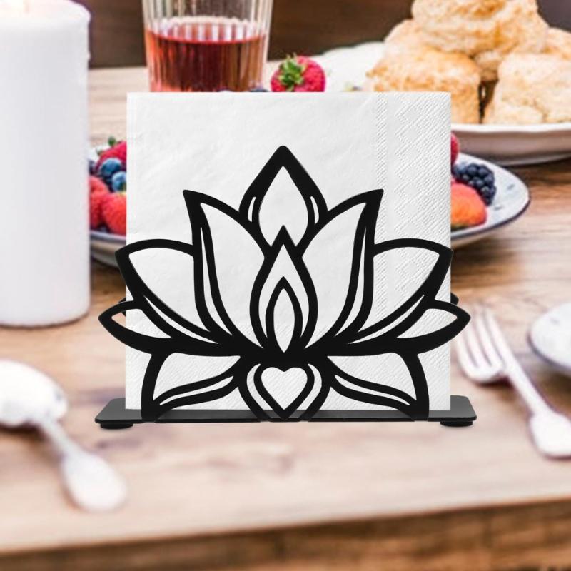 Strong Iron Tabletops Tissue Holder with Not Slip Base Modern Metal Napkin Stand for Restaurant Hotel & Homes Kitchen Use