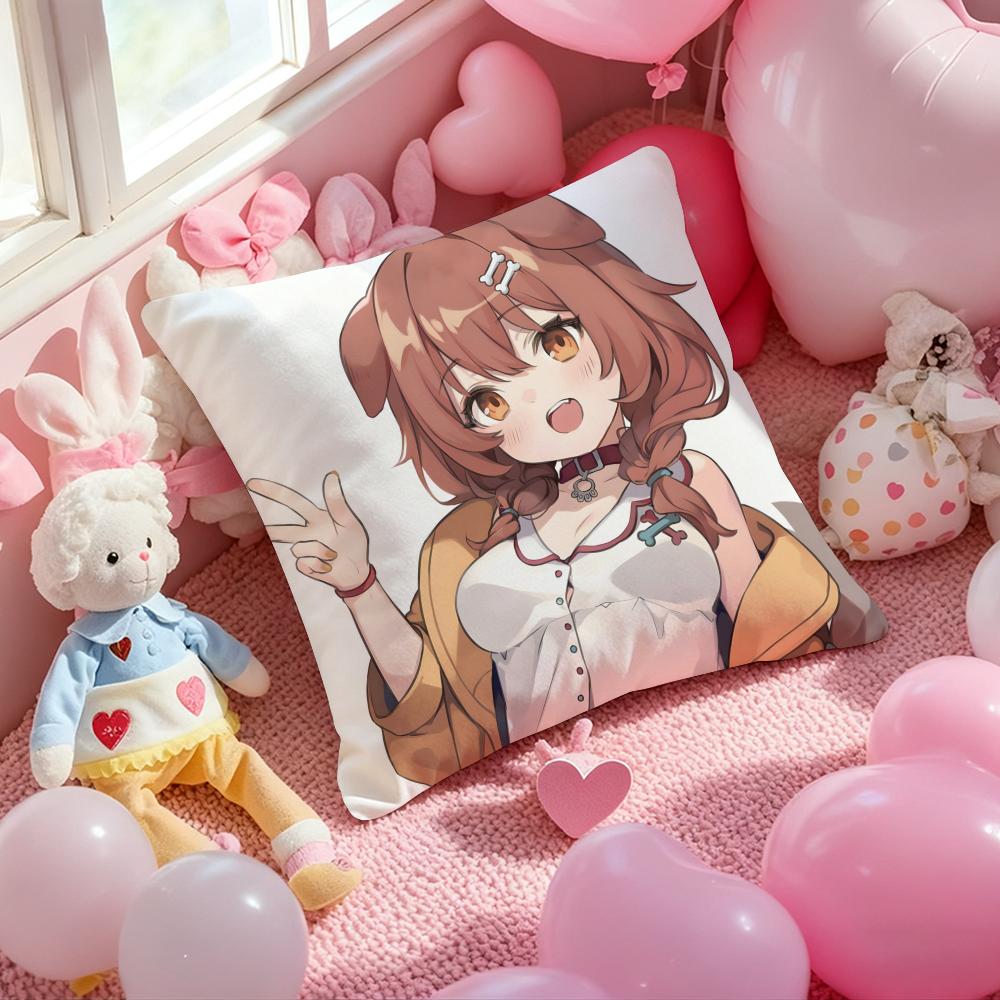 Anime Singer INUGAMI KORONE Cushion Cover Pattern Printed Pillowcase for Living Room Sofa Cushion Cover & Bedroom Decor