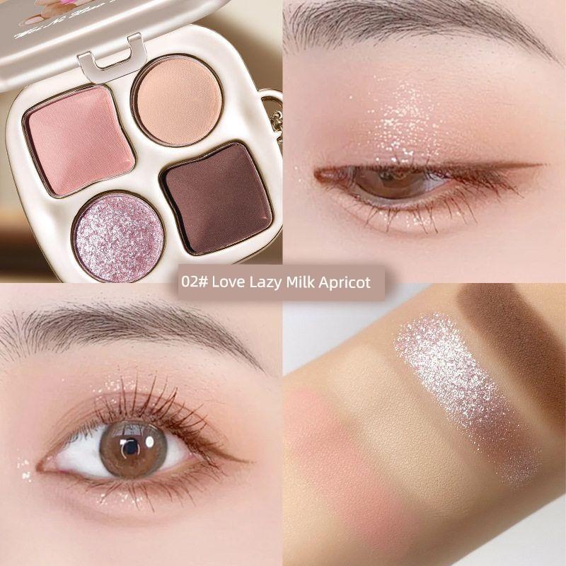 Winnie Bear Magic Four Color Eyeshadow Palette Earth Color Flash Crouching Silkworm Brightening Matte Shimmer Flash Eye Shadow Comprehensive Plate