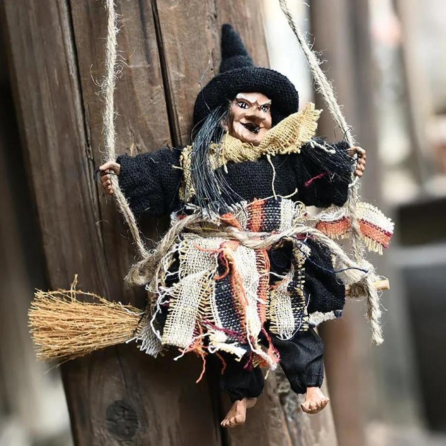 Kreatywny Nowy Halloweenowy Wiszący Latający Czarownica Duch Wisiorek Straszny Horror Lalka Dekoracja Dom Bar DIY Układ Imprezy Świątecznej Ozdoba