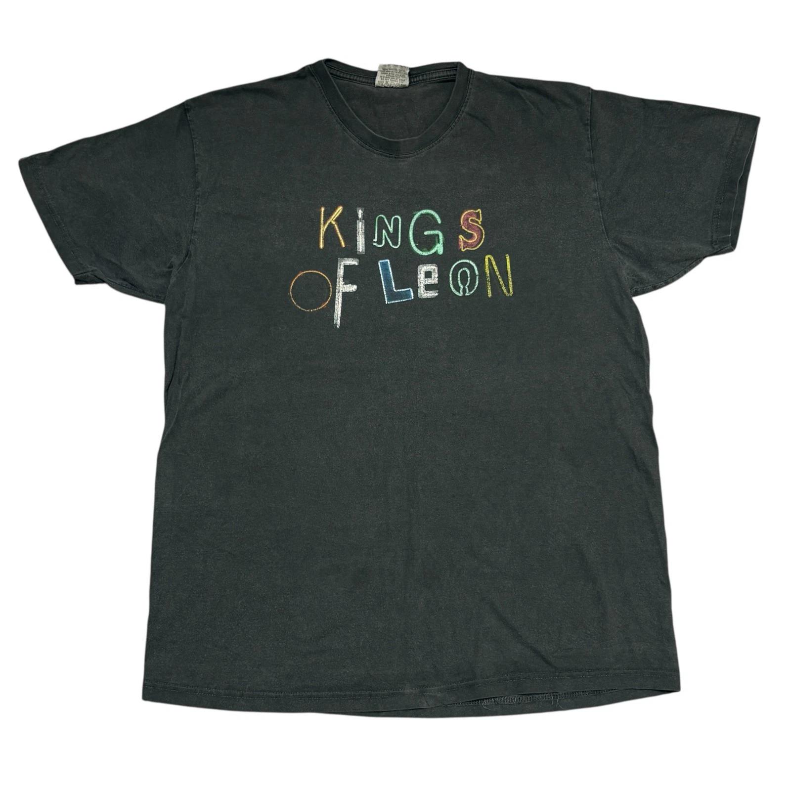 Vintage Kings Of Leon Shirt Men Large Black Y2K Tour Concert Indie Rock Band Tee S