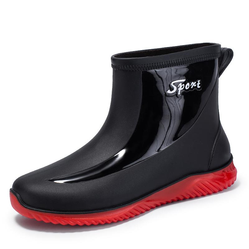 Water shoes anti-men's rain shoes thickened water boots short tube car wash fishing high-end rain boots rubber shoes