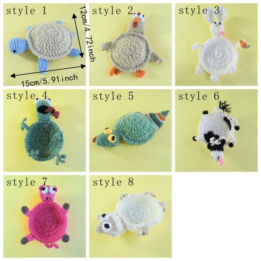 Cartoon Crochet Animal Coaster Funny Handmade Coaster Creative Knitted Cup Mat Table Protector