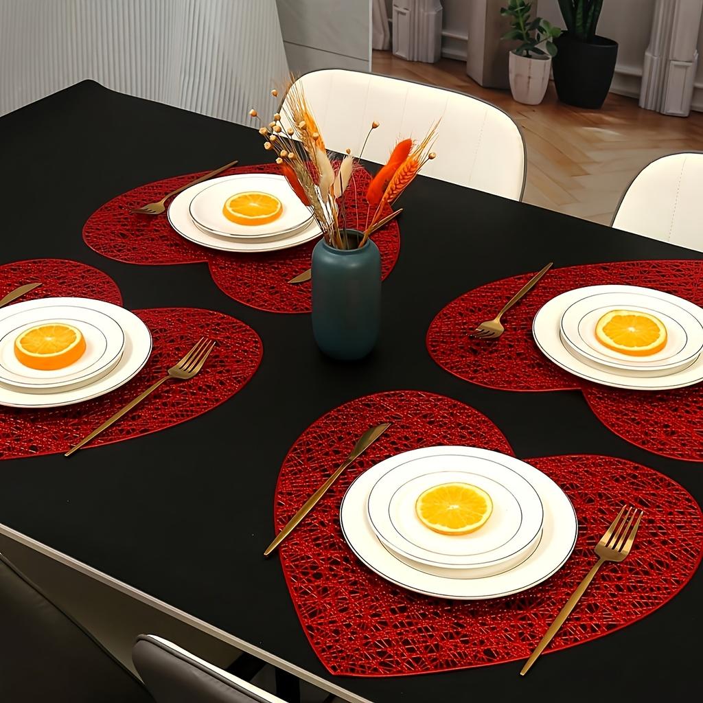 1pc Heart Shape Placemat - Home use insulated,heat-resistant and non-slip table mat for weddings and anniversaries,table