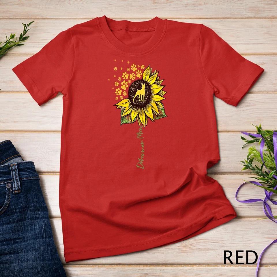 Doberman Mom Sunflower Doberman Pinscher Gifts Dog Mom Mama Unisex T-shirt 11 2XL
