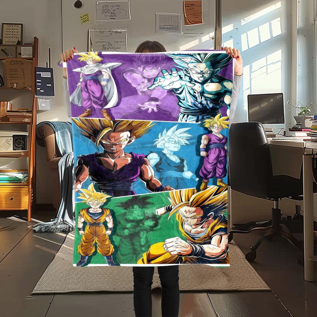 1 ks flanelová deka s potiskem DRAGON BALL, Vysoká kvalita, Pro všechna roční období, Domácí dekorace, Teplo a pohodlí, Perfektní jako vánoční dárky