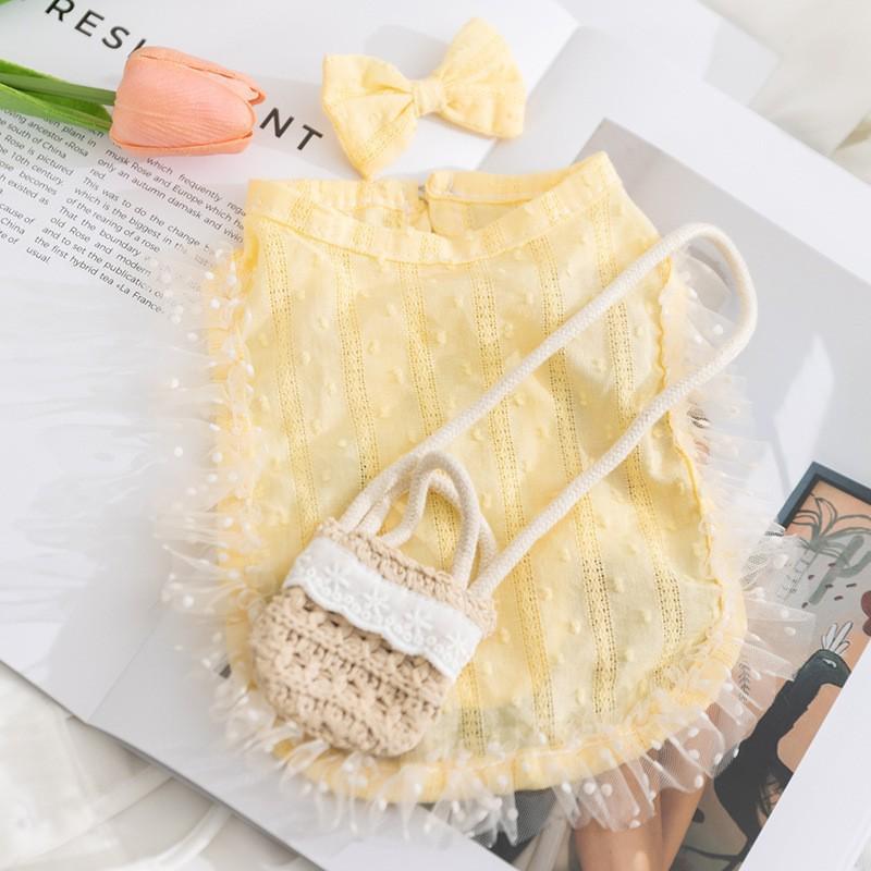 Teddy Pomeranian Prinsessstil Dungaree Klänning Set för Små Valpar (Små till medelstora raser)