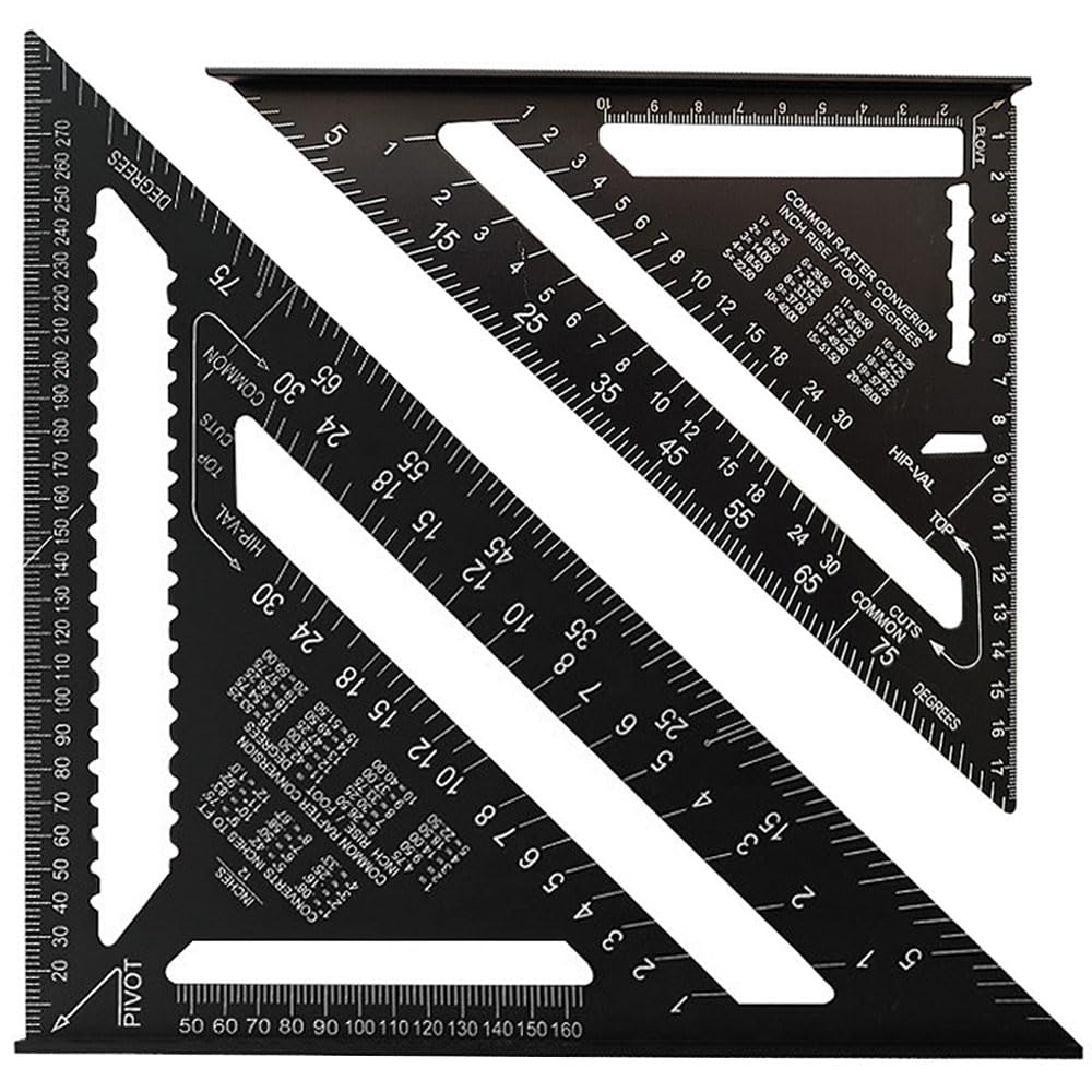 

Set of 2 Black Triangle Circular Saw Rulers for 45 Degree Marking Carpentry Combination Triangle Ruler for Drill Suitable for DIY Aluminum Alloy