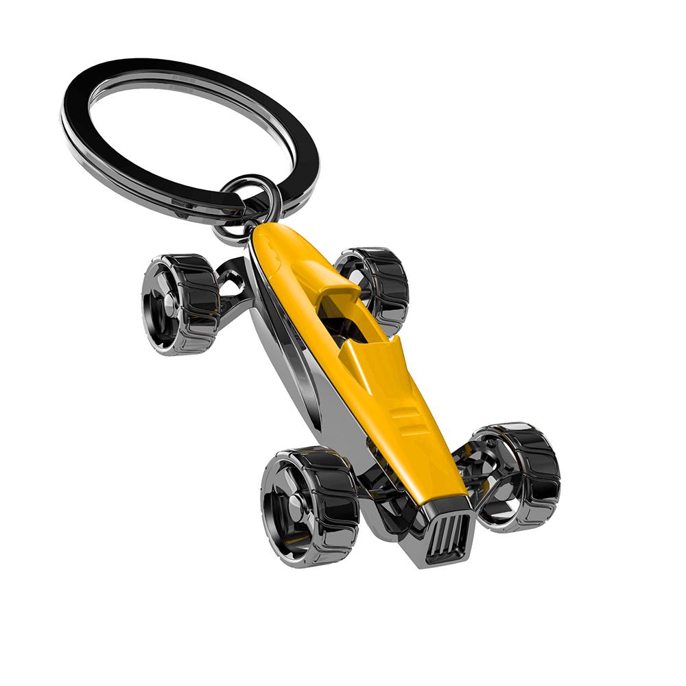 CHOCLI METALMORPHOSE COLLECTION Belgian Metal Keyring - Classic Racing Car (Yellow)