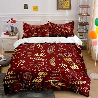 Golden Christmas-themed Illustrations. Bedding Sets Duvet Cover Sets Duvet Covers Pillowcases(1 * Duvet Cover 2 * Pillowcases Without Duvet Insert)