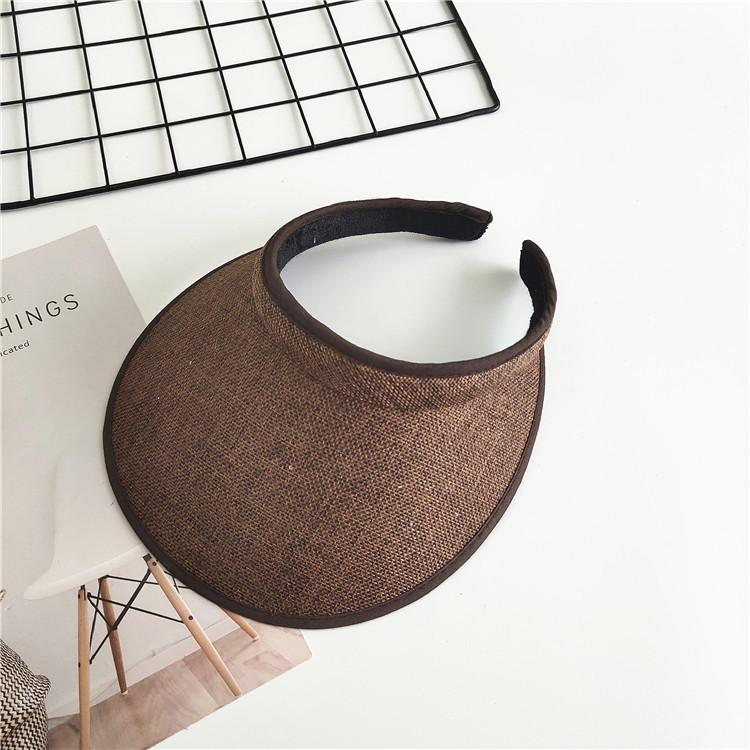 Women Summer Empty Top Visors Sun Hat Simple Solid Color Wide Brim Sunscreen Cap Female Outdoor Adjustable Travel Beach Hats