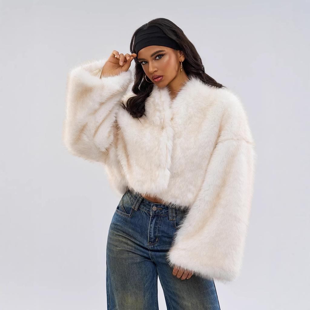 European and American imitation fur short women's ethnic retro jacket large long-sleeved dyed tip top European and American style