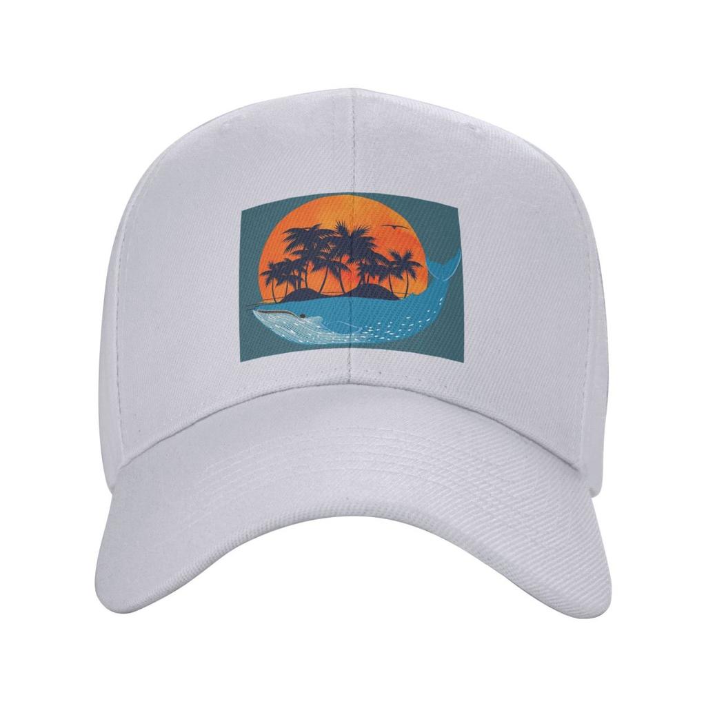 Cartoon Whale Ocean Animal Sunset Print Baseball Caps Snapback Men Women Hats Outdoor Cap Hip Hop Baseball Hat Casquette