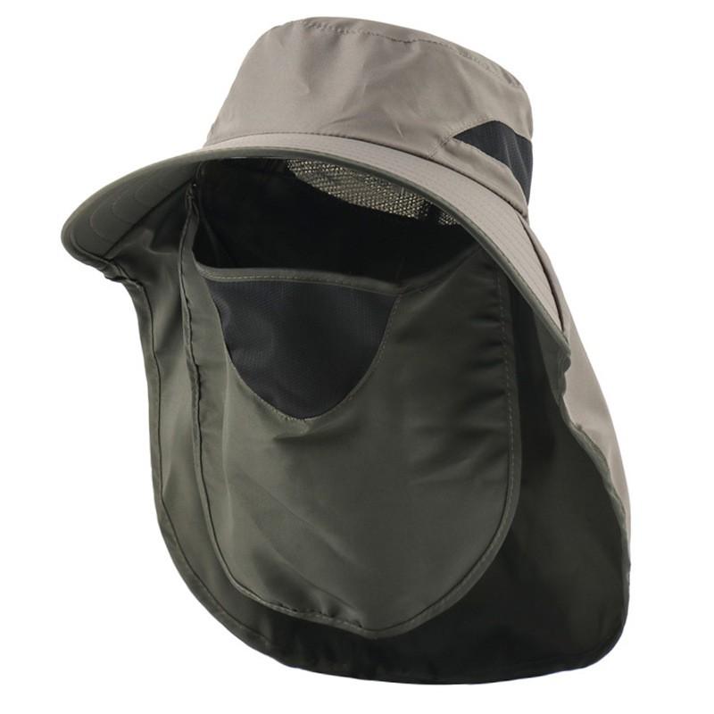 Wide Brim Sun Hat Women Men UV Protection Outdoor Fishing With Neck Flap Breathable Cap