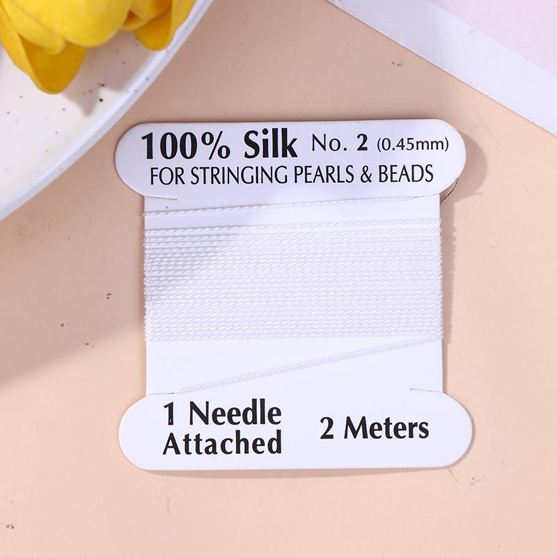 2# 0.45Mm 10Szt./Worek Ręcznie Robiony 100% Naturalny Jedwabny Sznurek Lina Z Nawlekaną Jedwabną Nicią Igła Końcówka Jedwab Do Tworzenia Biżuterii DIY