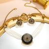 Imitation Pearl Rhinestone Necklace Earrings Luxury Choker Necklace Set Retro Jewelry Set  Party