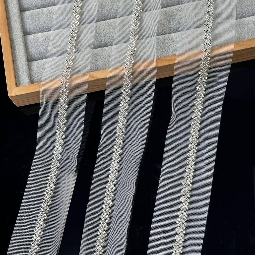 Mesh Machine Embroidered Herringbone Rice Beads Handmade Diy Jewelry Barcode Clothing Accessories Hair Accessories Collar Decoration Bead Lace