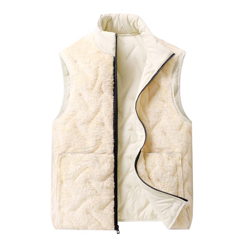 Men's Warm Windproof Lambswool Stand Collar Vest: Thick, Cold Resistant, High Quality