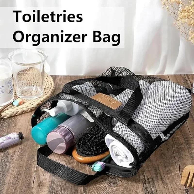 Leichte Netz-Strandtasche Reise-Organizer zum Schwimmen Toilettenartikel Outdoor-Aufbewahrung Handliche Tragetasche für den Urlaubsgebrauch