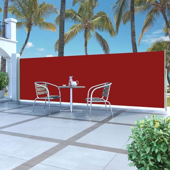 VidaXL Retractable Side Awning 160x500 Cm Red Garden Privacy Screen Awning 45463