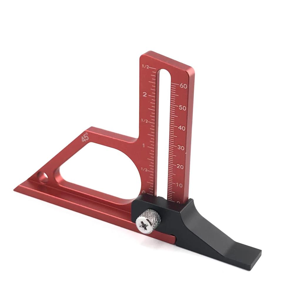 

Adjustable 0-60mm Table Saw Depth Gauge Aluminum Alloy Metric&Inch Scale Setting Blade Router Bits Bench Height Measuring Gauge червоний
