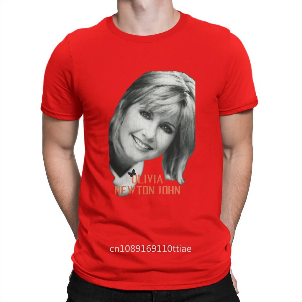 Australian Pop Female Singer Man's TShirt Olivia Newton John Short Sleeve Fabric T Shirt Funny High Quality Birthday Gifts