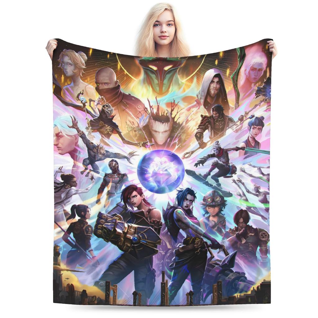 Anime Jinx Arcane Super Soft Blanket 3D Print Picnic Plush Throw Blanket Fashion Bedroom Flannel Bedspread Sofa Bed Cover
