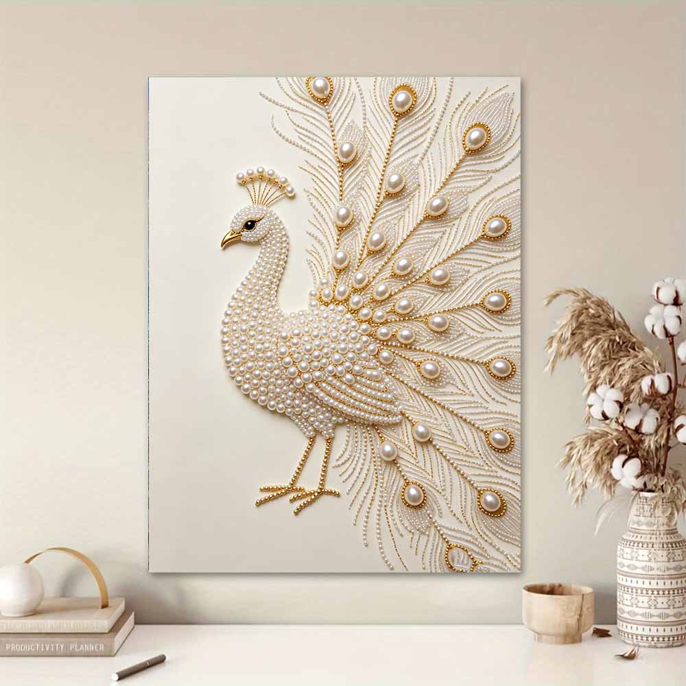 DIY Pearl Diamond Art Painting Kits for Adults & Beginners, Elegant Peacock Sparkling Painting Craft Home Wall Decor Handmade Gift