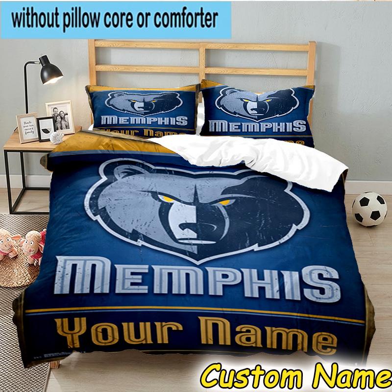 3pcs Custom Name City Grizzlies Bear Logo Bedding Set Includes 1 Duvet Cover & 2 Pillowcases for All Seasons Dormitory Home Decor Christmas gifts