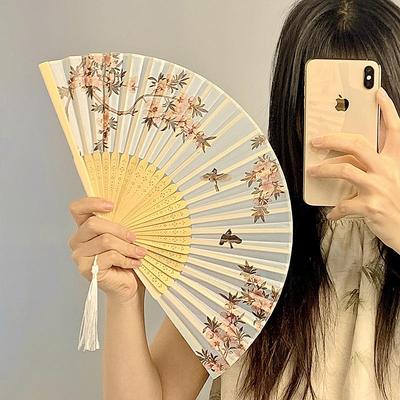 1Pcs Chinese Fans Folding Hand Fan Wedding Hand Fans Bamboo Portable Fan Dancing Fan Party Decorative Fan Ventilador