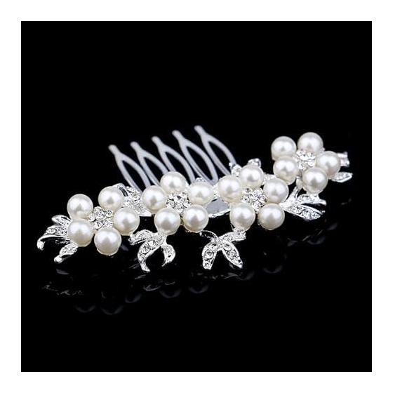 Elegant Pearl & Rhinestone Hair Comb - Bridal, Formal & Casual Occasions