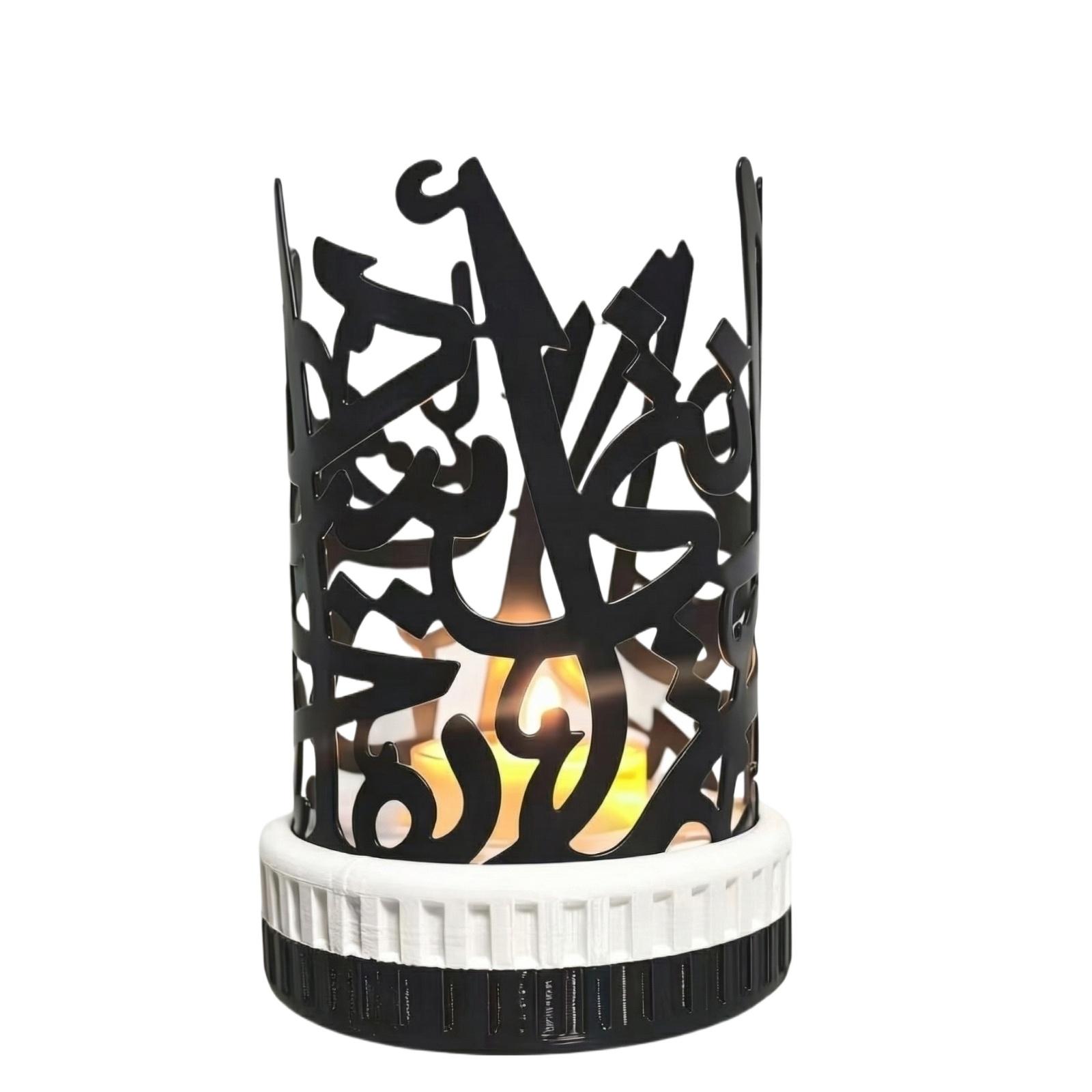 Arabian Candlestick Household Tabletop Iron Candlestick Holder One Size чёрный