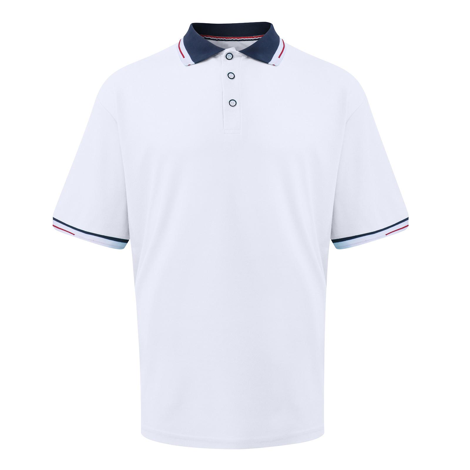 

(SU)Мужская летняя повседневная футболка с отворотом контрастного цвета, спортивная модная рубашка с короткими рукавами XXXXXL белый