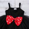 Girls' Toddler Strap Mesh Dress+Polka Dot Lapel Coat Set