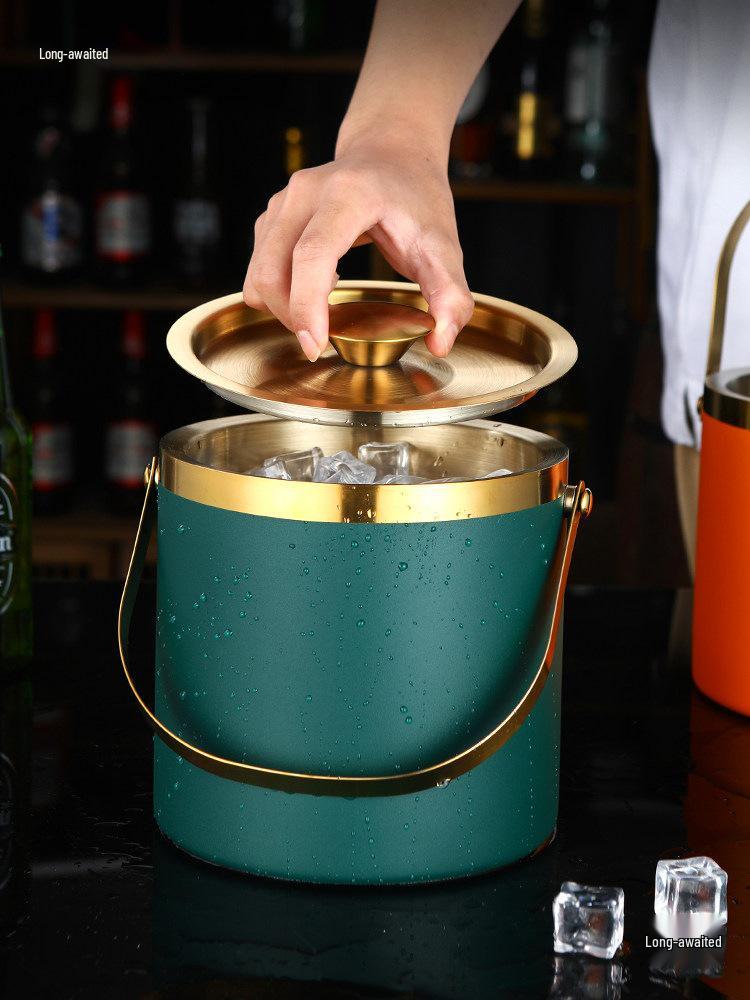 Double Layer Stainless Steel Ice Bucket for Wine & Beer