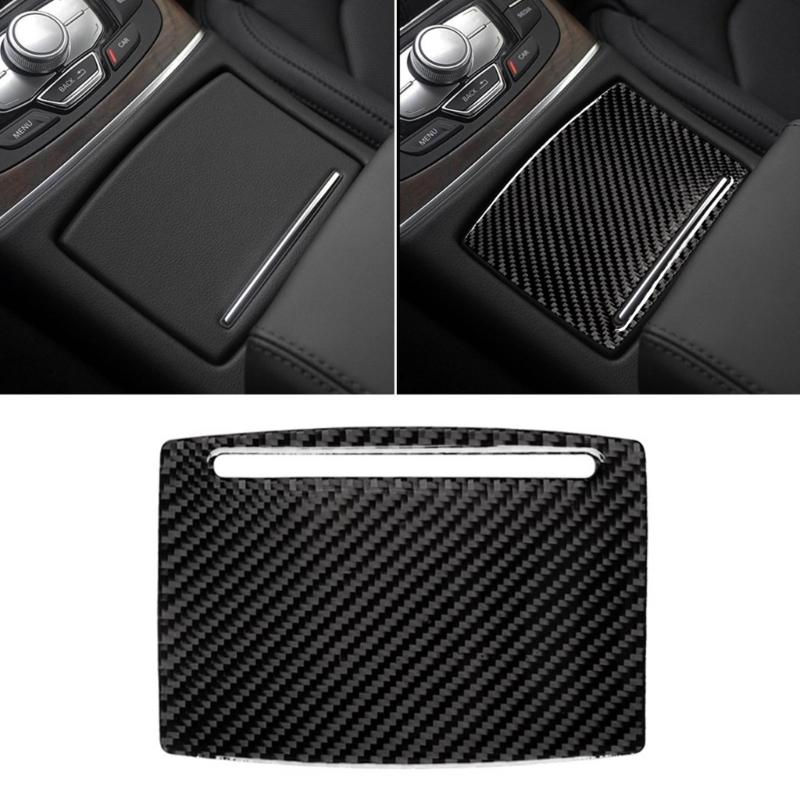 Water Cup Holder Trim, Carbon Fiber Car Center Console Water Cup Holder Panel Cover Trim for C7 4G8 2012-2018