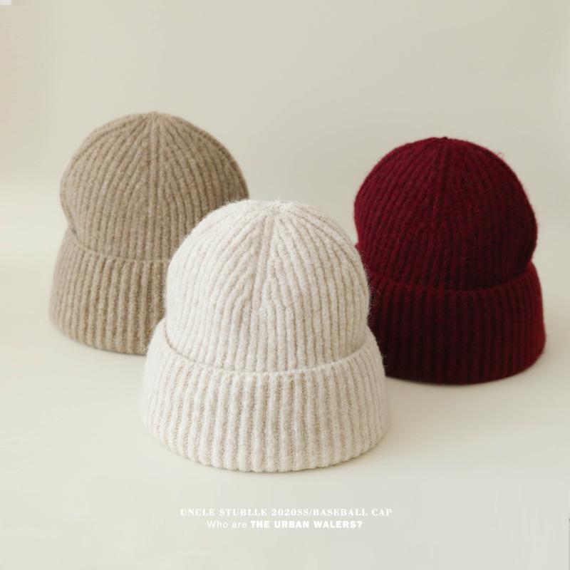 Solid Color Light Version Knitted Hat In Stock Simple and Versatile Warm Woolen Hat Large Head Circumference Cold Hat