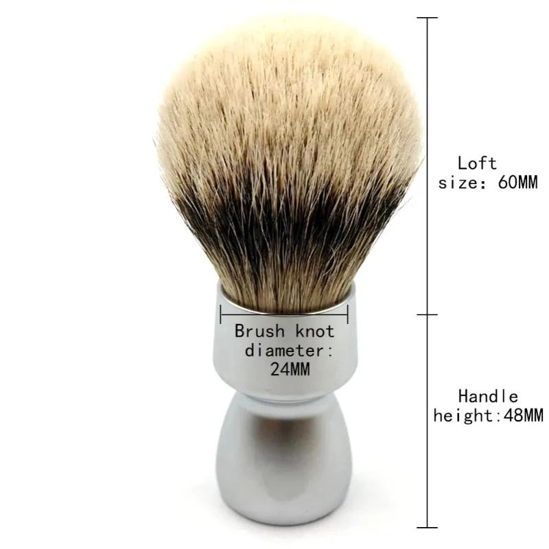 YAQI Men's Silvertip Badger Hair Shaving Brush with Heavy Metal Handle for Smooth Wet Shave Foam Applicator