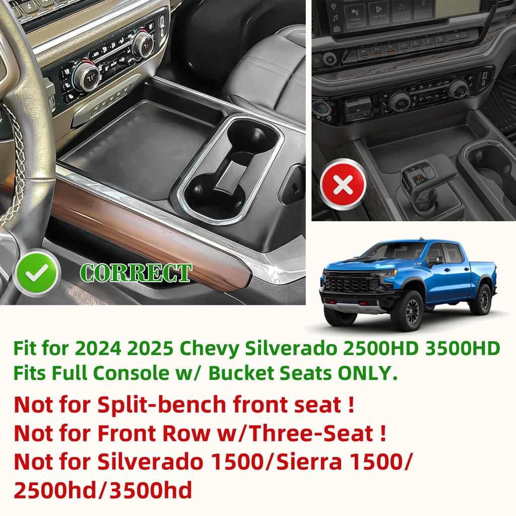 For 2025 2025 Chevy Chevrolet Silverado 2500HD 3500HD Middle Center Console Organizer Tray Armrest Box Storage Car Accessories