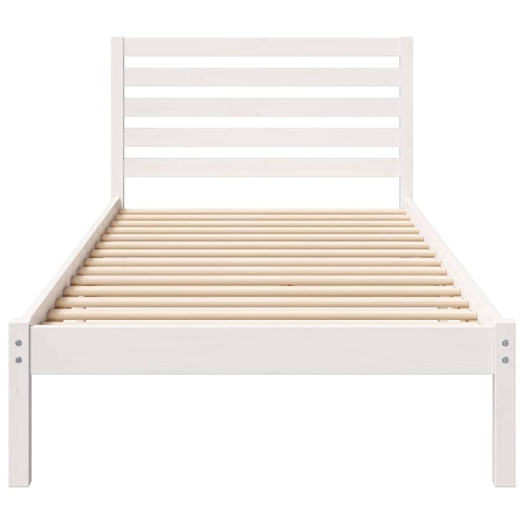Bed Frame with Headboard White 100 x 220 cm Solid Pine Wood