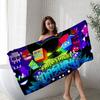 G-Geometry-Dash Hyper-Rhythmic-Neon Beach Towel Colorful Bath Towels for Girl Quick Dry Custom Sand Free Beach Yoga Spa Gym Pool