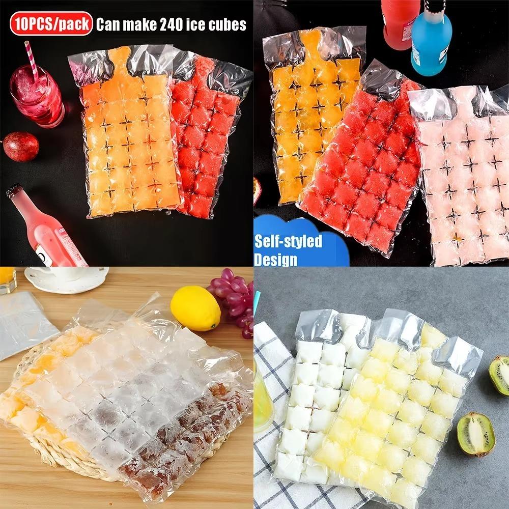 10PCS Portable Ice Cube Bags Transparent Ice Mould New Faster Freezing Ice Maker  DIY Drinking