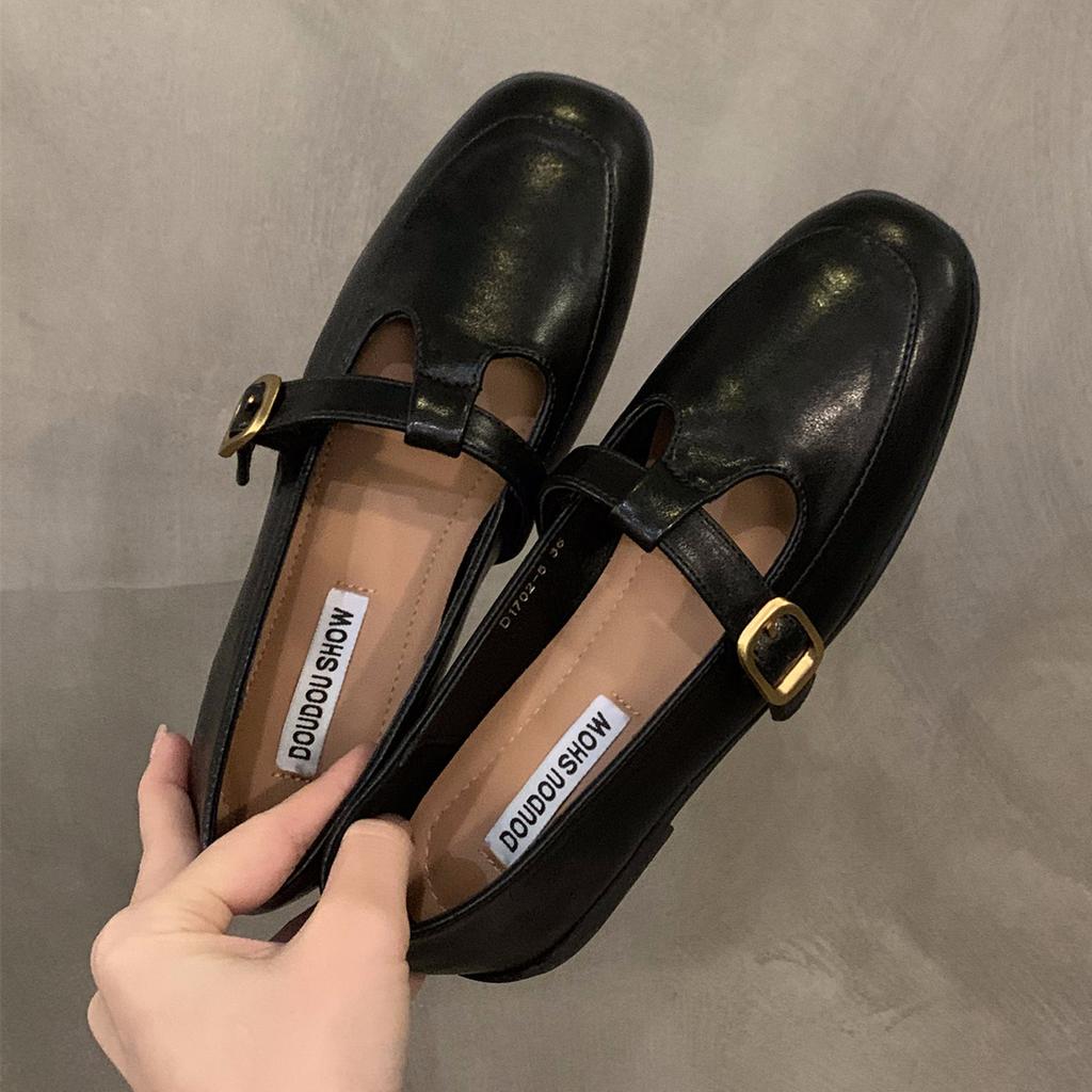 Boty Mary Jane pro ženy Společenské ploché boty Dámské čtvercové uzavřená špička Ploché Mary Janes s nastavitelným páskem kolem kotníku Protiskluzové Kancelářské pracovní povalečové boty