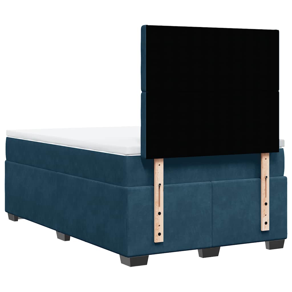 Blue Box Spring Bed with Mattress 120 x 190 cm Velvet