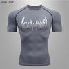 2D printed T-shirt men's summer two-piece sportswear running T-shirt elastic quick-drying sports top sports fitness shirt men's