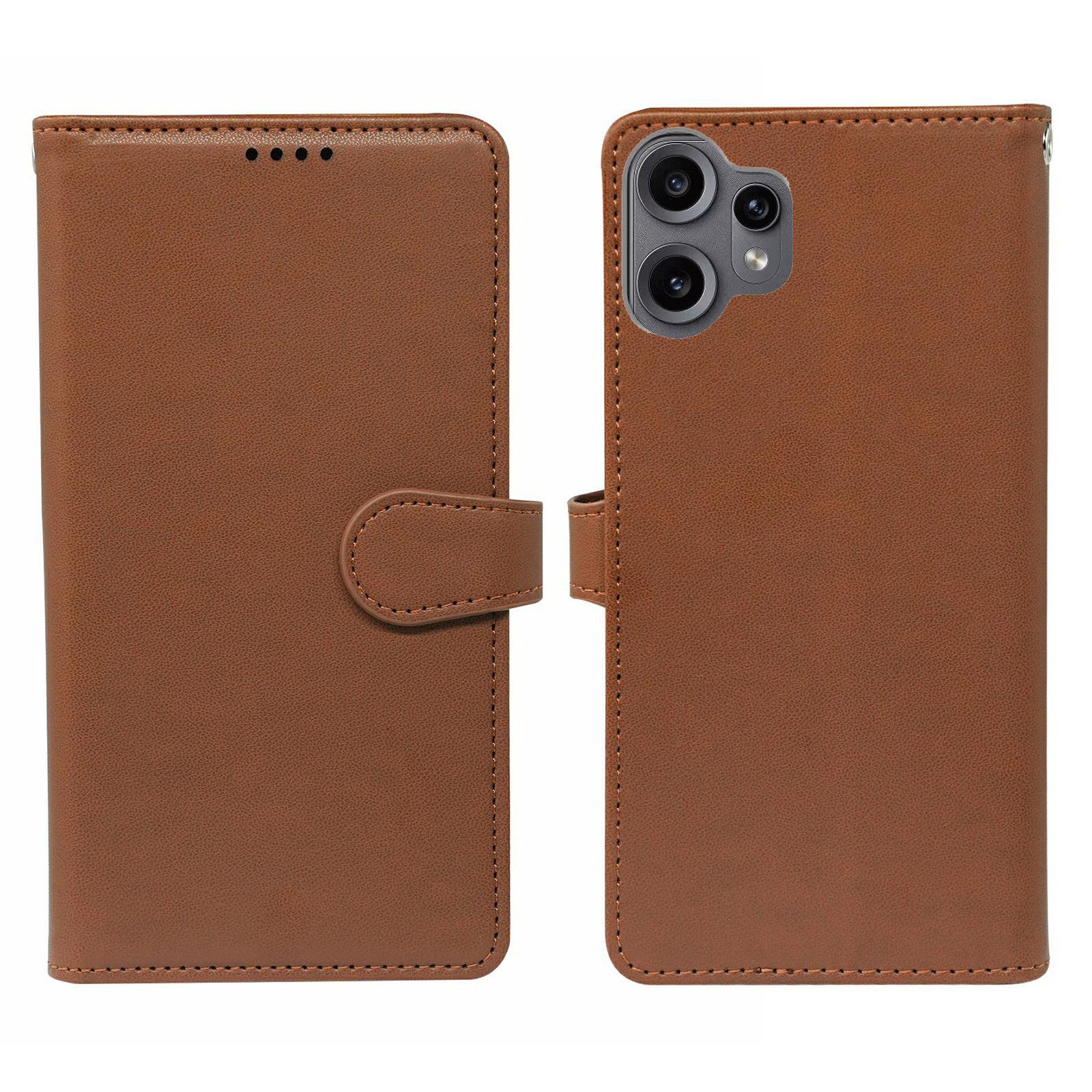 

For Nothing Phone 2 Pro Case with 9 Card Slots PU Leather Stand Phone Cover Brown
